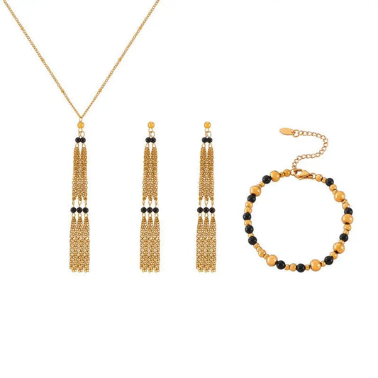 Classic Black and Gold Tassel Jewelry Set - M&F Jewelry