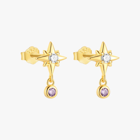 Star and Zirconia Drop Earrings