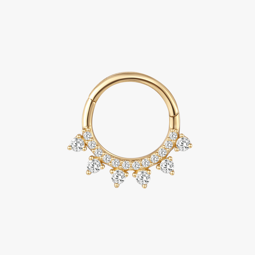 (Single) 14K Solid Gold Circular Hoop Earring with Zirconia