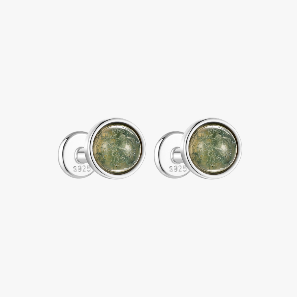 Moss Agate Stud Earrings