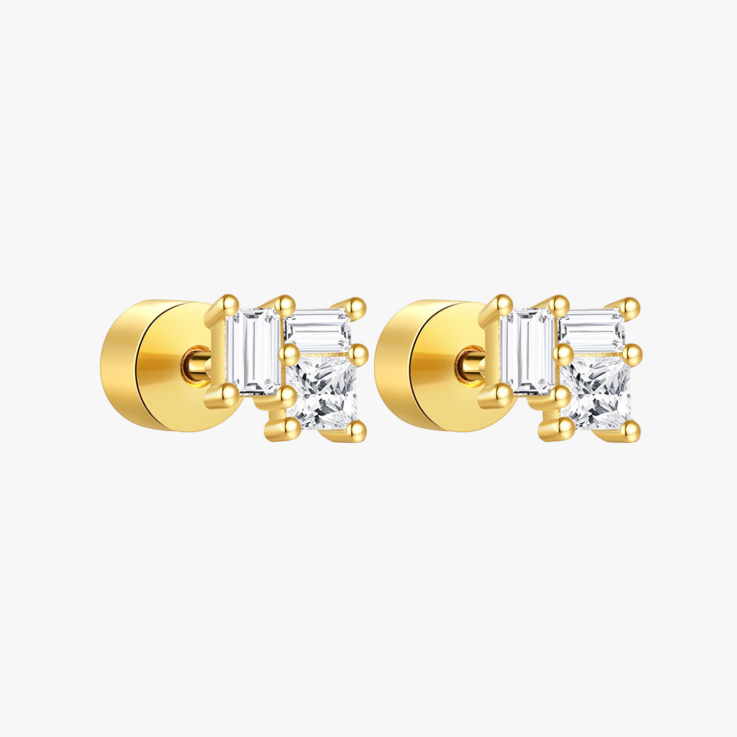 Triple Zirconia Stud Earrings