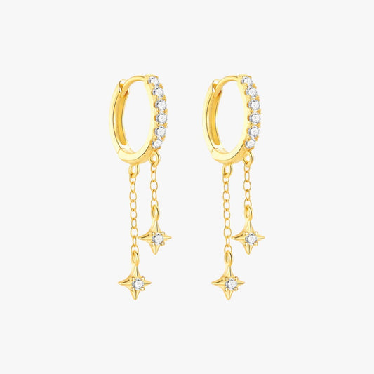 Zirconia Star Drop Hoop Earrings