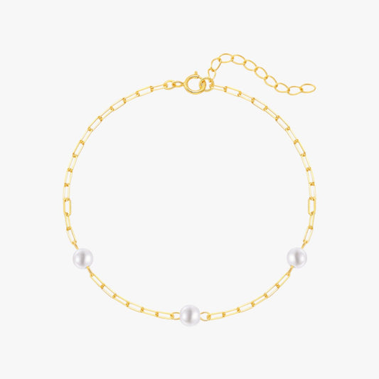 Paperclip Chain Pearl Bracelet