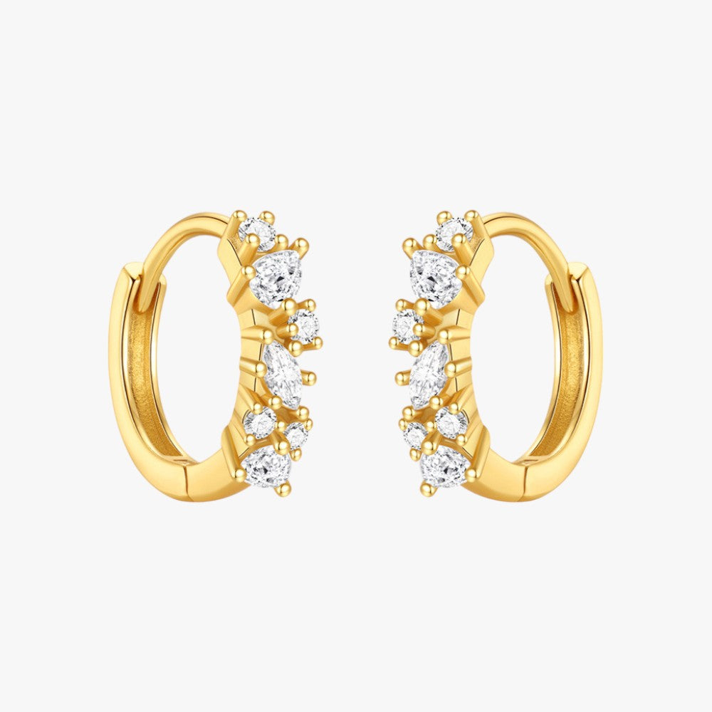 Zirconia Cluster Hoop Earrings