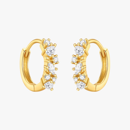 Zirconia Cluster Hoop Earrings