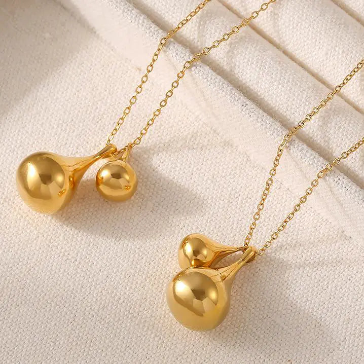 Minimalist Gold Waterdrop Pendant Stainless Steel Necklace