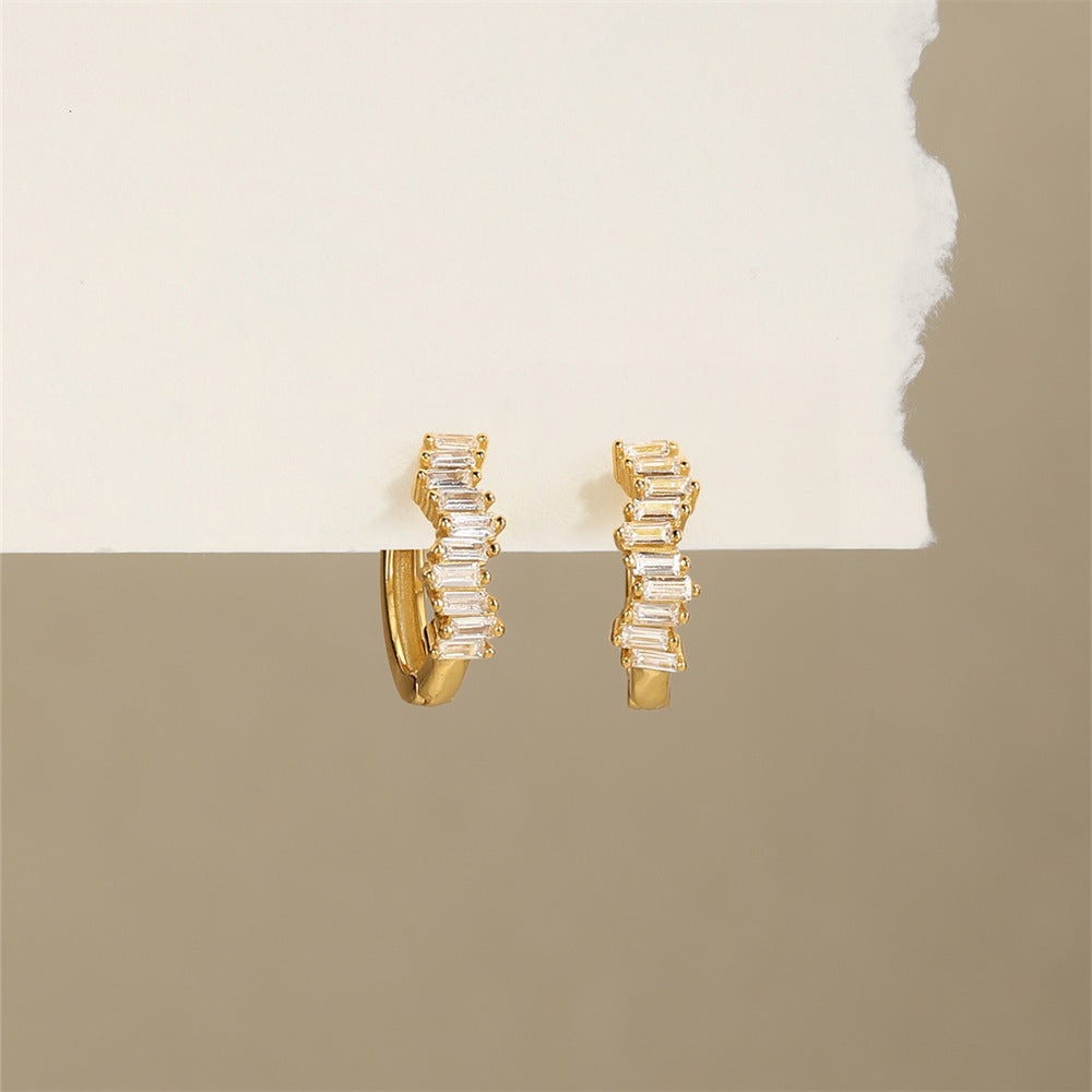 Zirconia Baguette Hoops