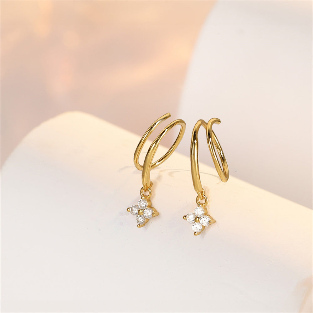 Zirconia Cross Drop Hoop Earrings