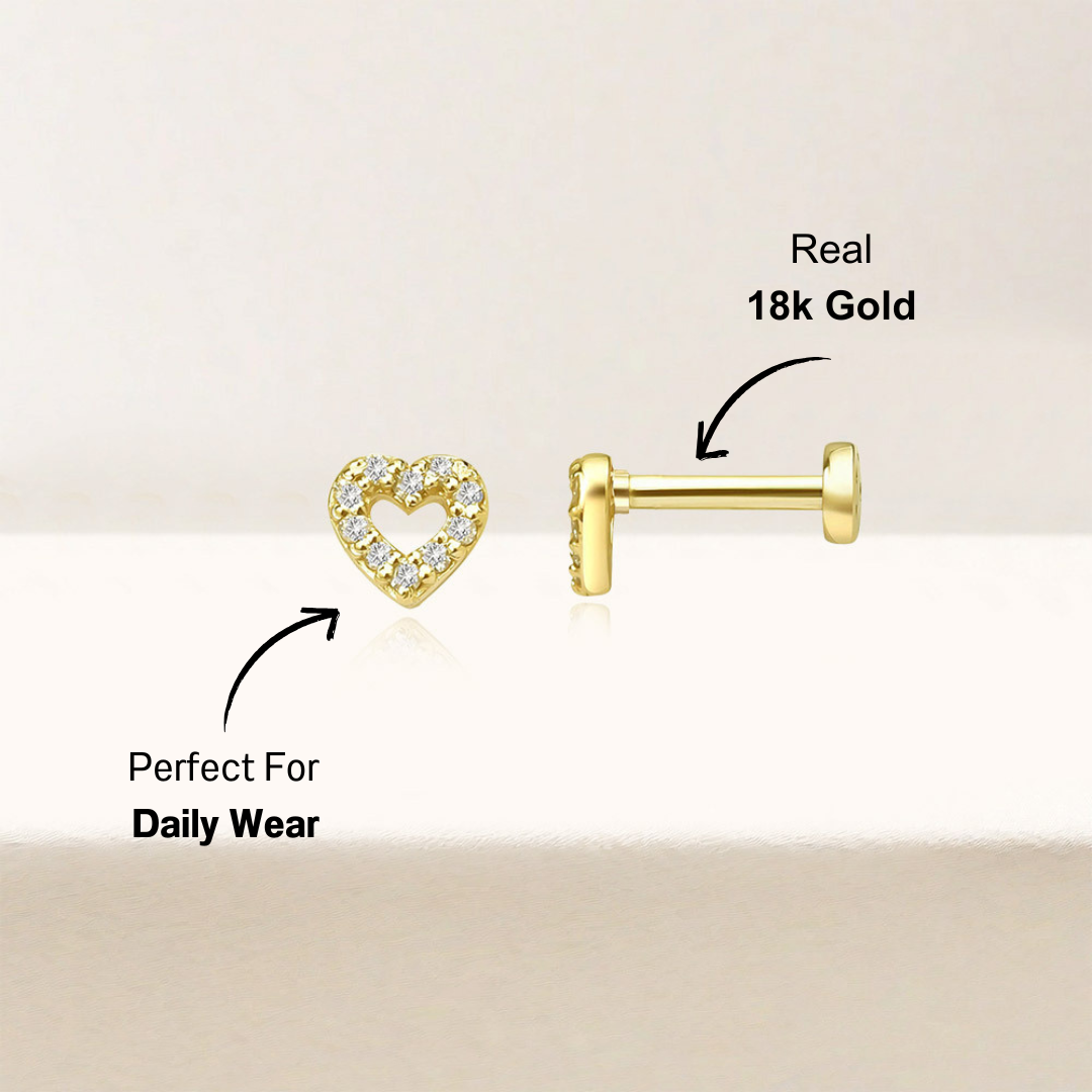 Heart-Shaped Stud Earrings