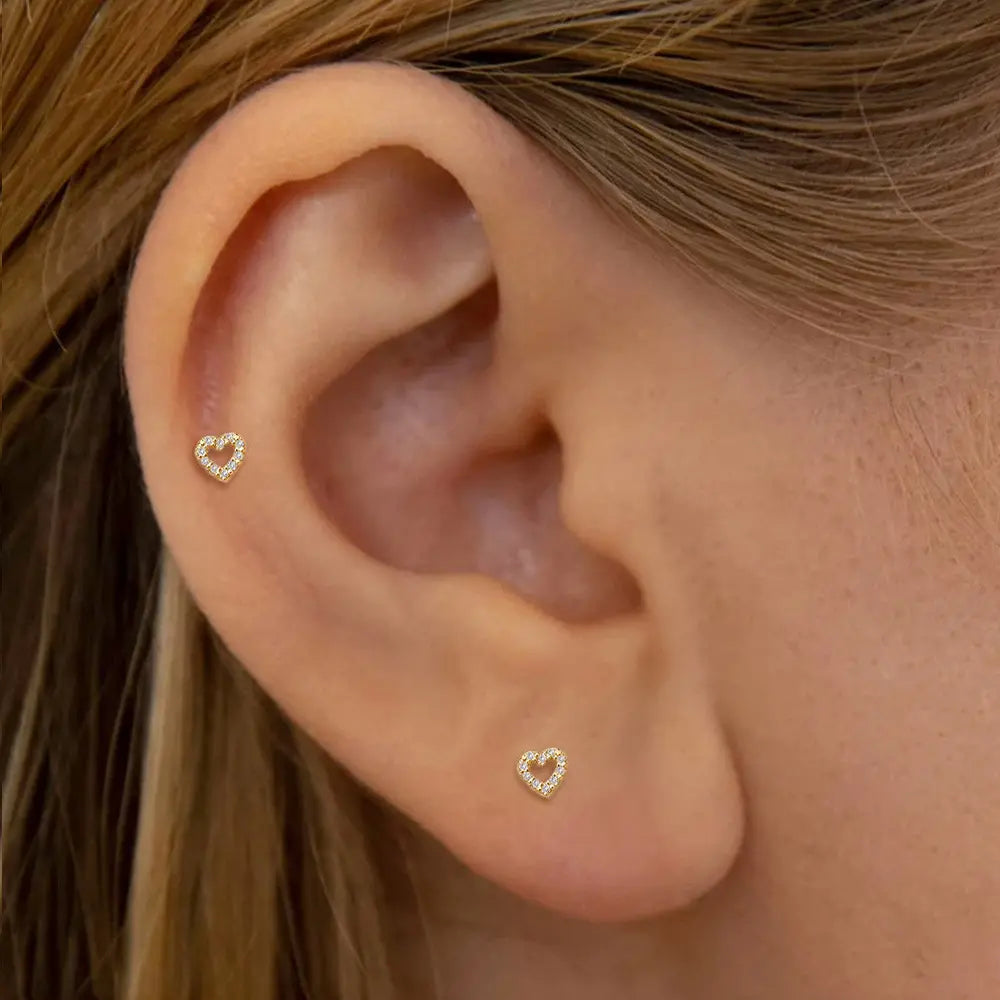 Heart-Shaped Stud Earrings