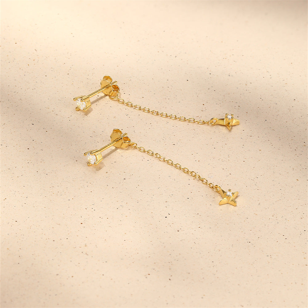 Star Drop Earrings with Zirconia