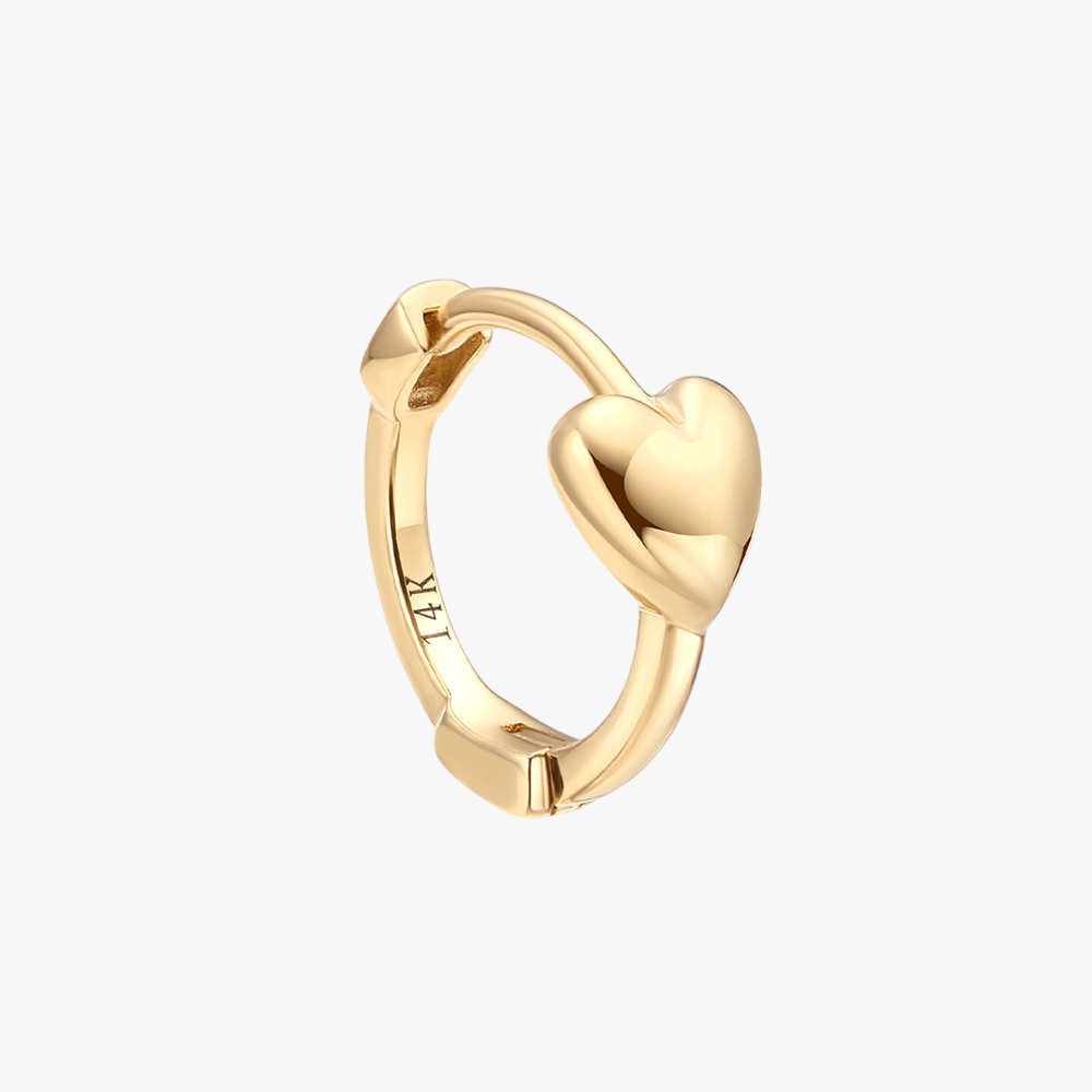 14K gold heart-shaped hoop earring