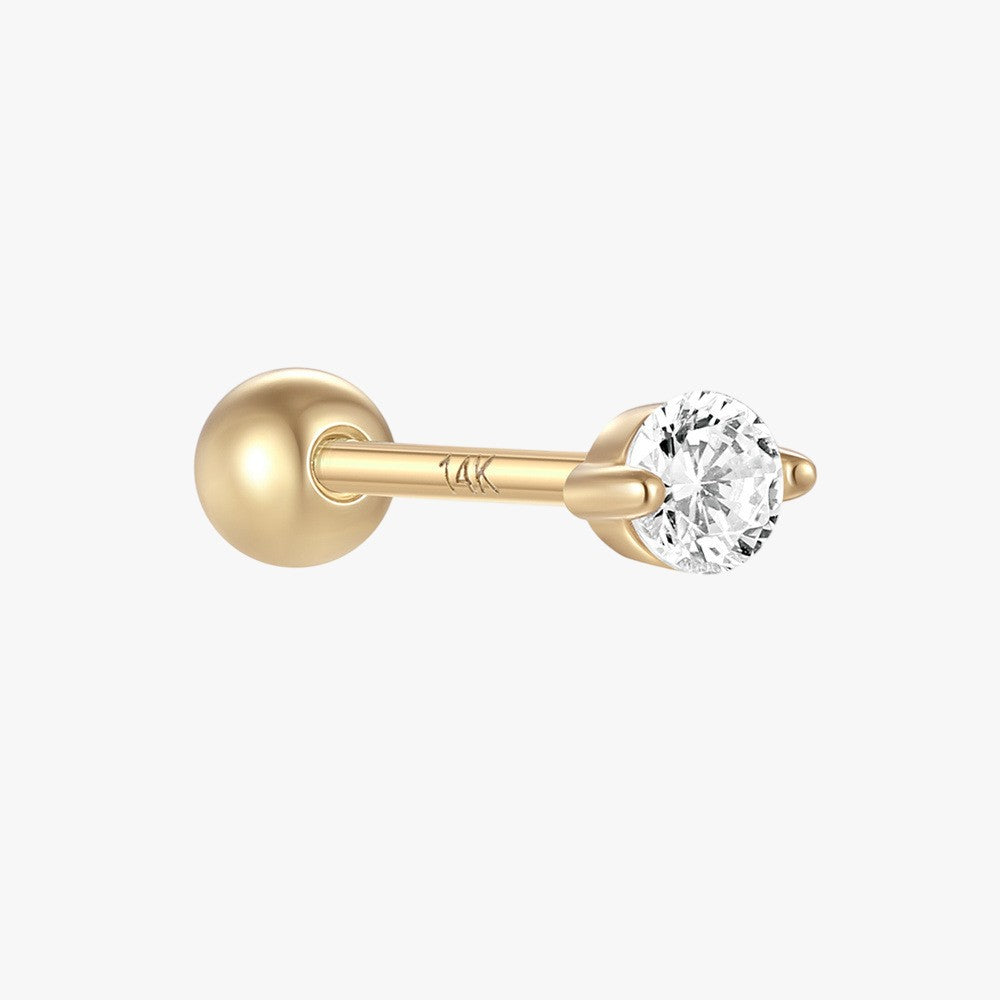 14K gold zirconia stud earring