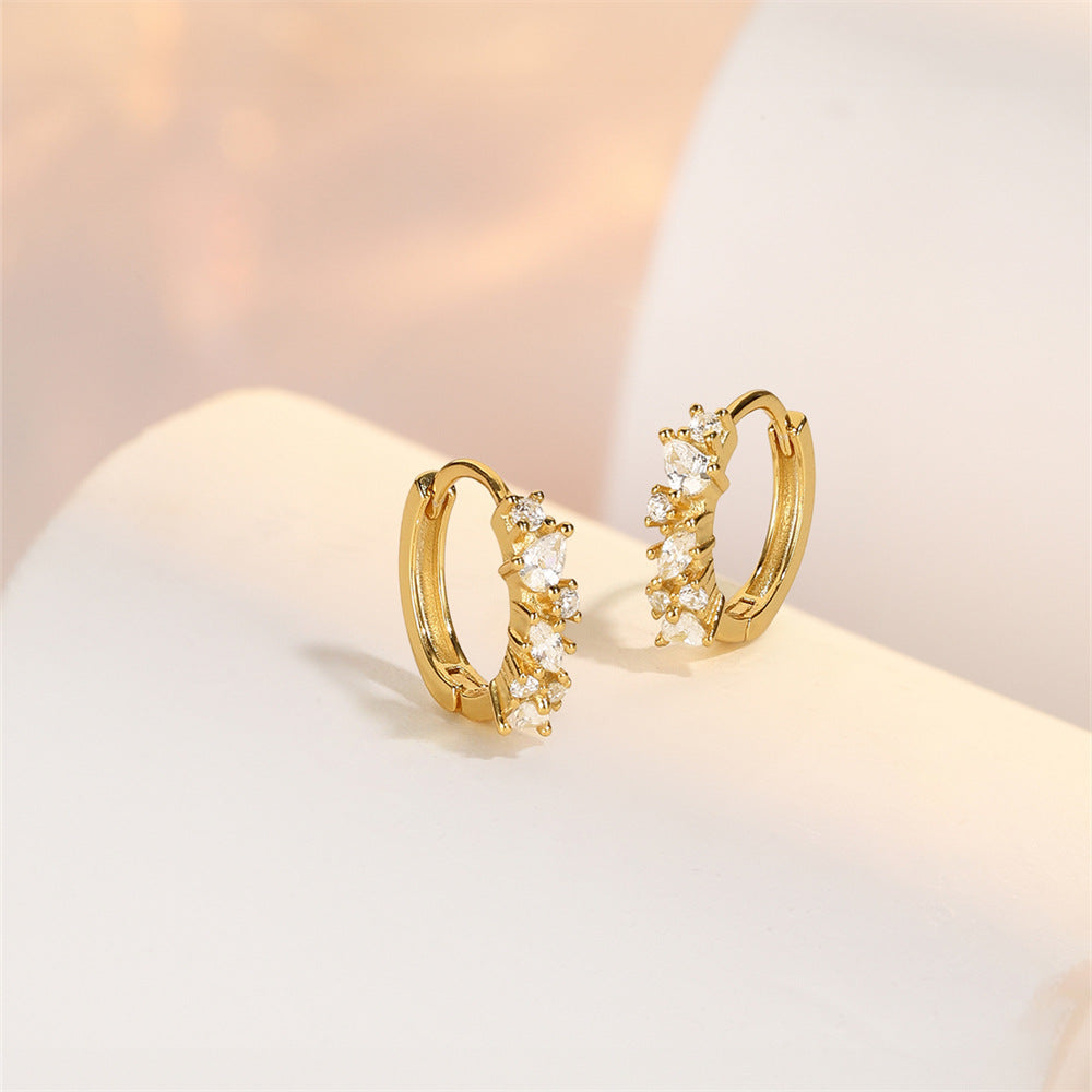 Zirconia Cluster Hoop Earrings