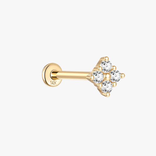 14k gold stud earrings with sparkling diamond accents, hypoallergenic and designed to never fade, rust, or tarnish – perfect for everyday wear.