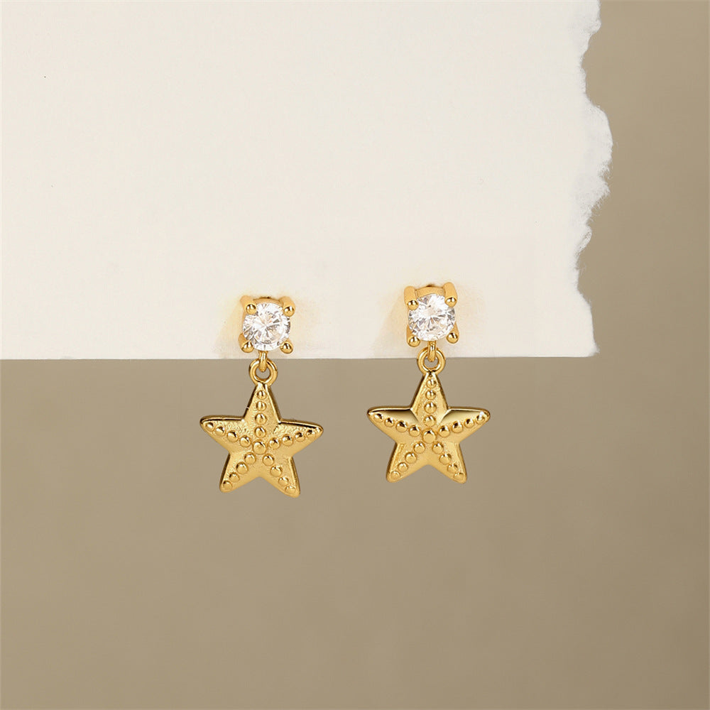 Star Shaped Drop Earrings with Zirconia