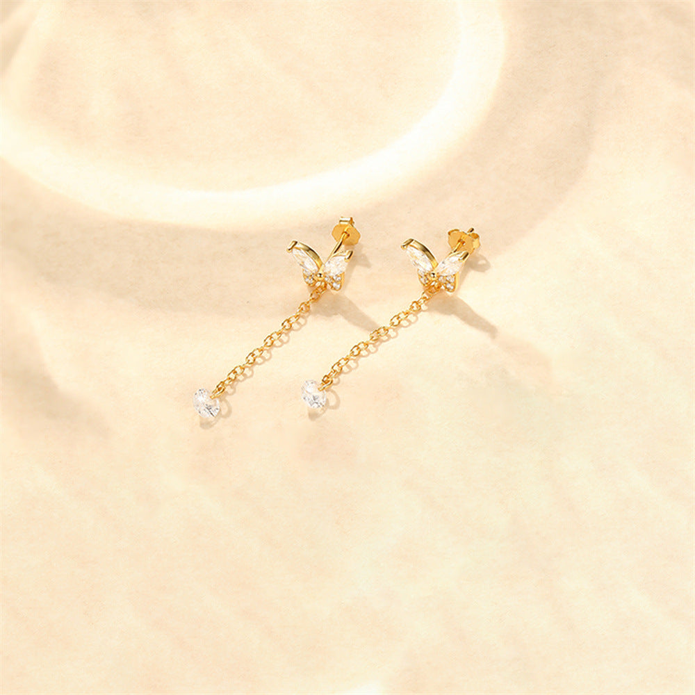 Butterfly Drop Earrings with Zirconia