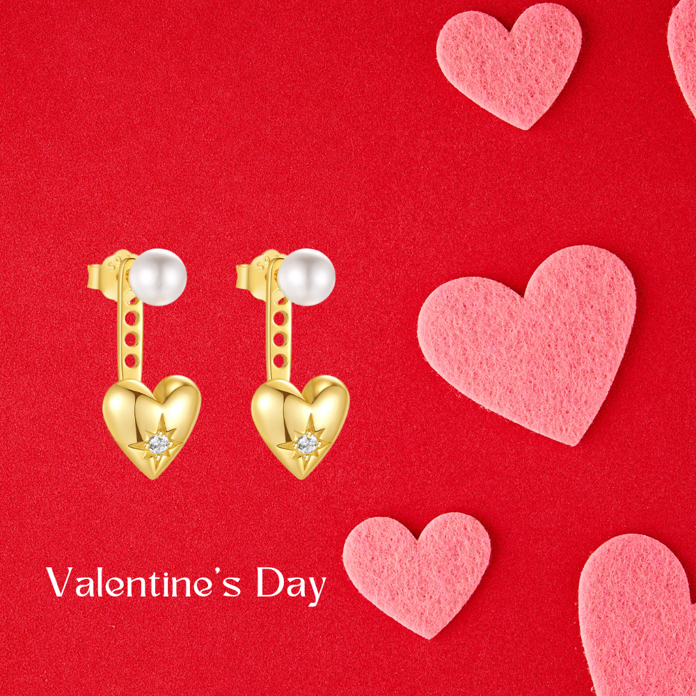 Pearl Heart Drop Earrings