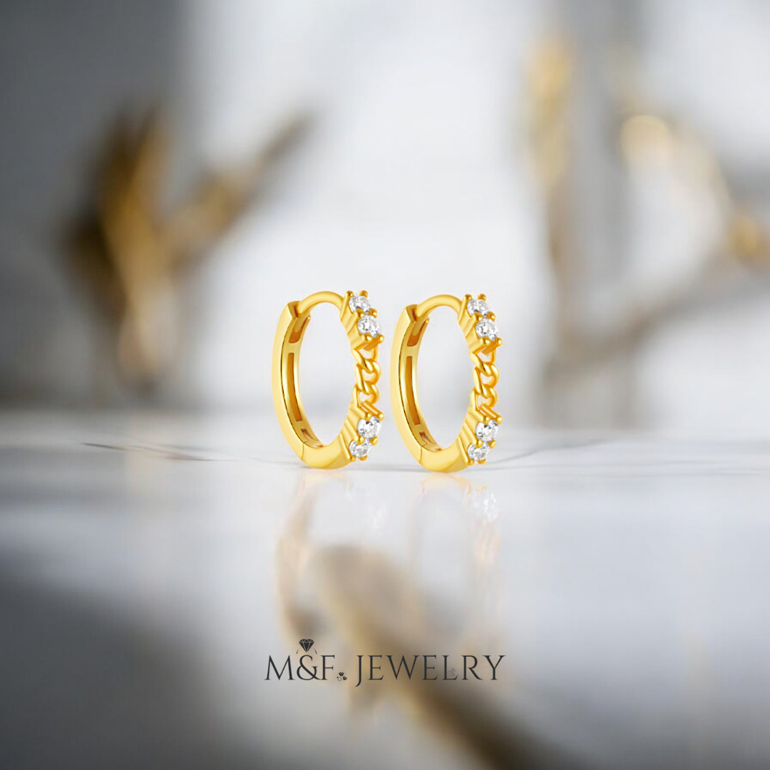 Hollow Zircon Heart C-Shape Hoop Earrings