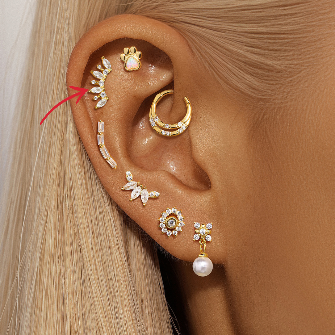 925 Sterling Silver Zirconia Crown Ear Cuff