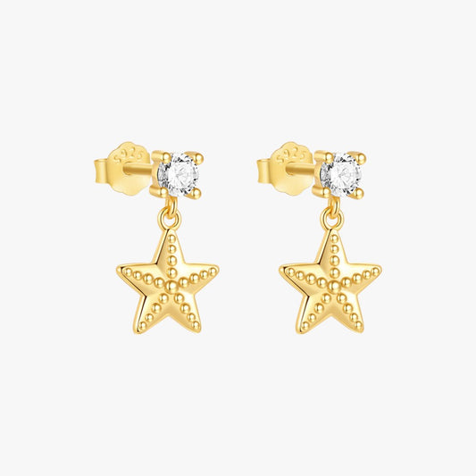 Star Shaped Drop Earrings with Zirconia