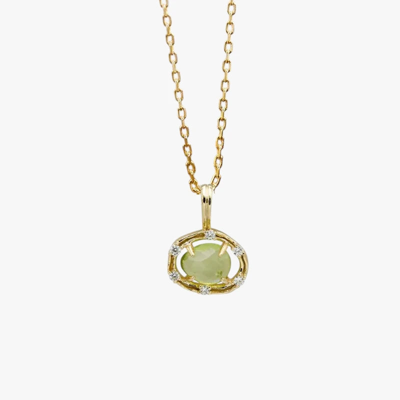 Peridot and Zircon Minimalist Pendant Necklace