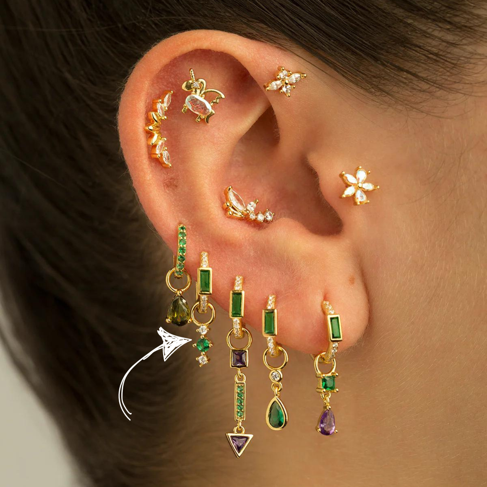 Green Zircon Earrings set