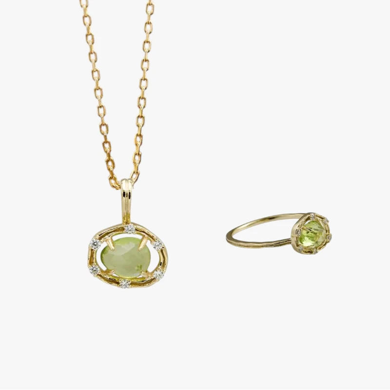 Peridot and Zircon Sophisticated Jewelry Set