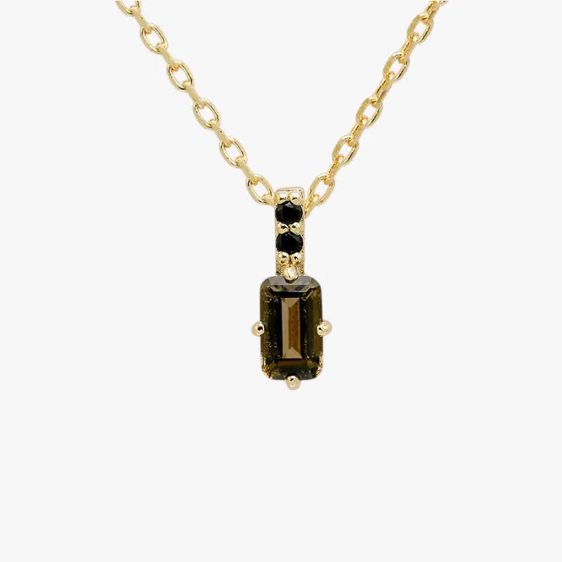 Smoky Quartz Minimalist Pendant Necklace