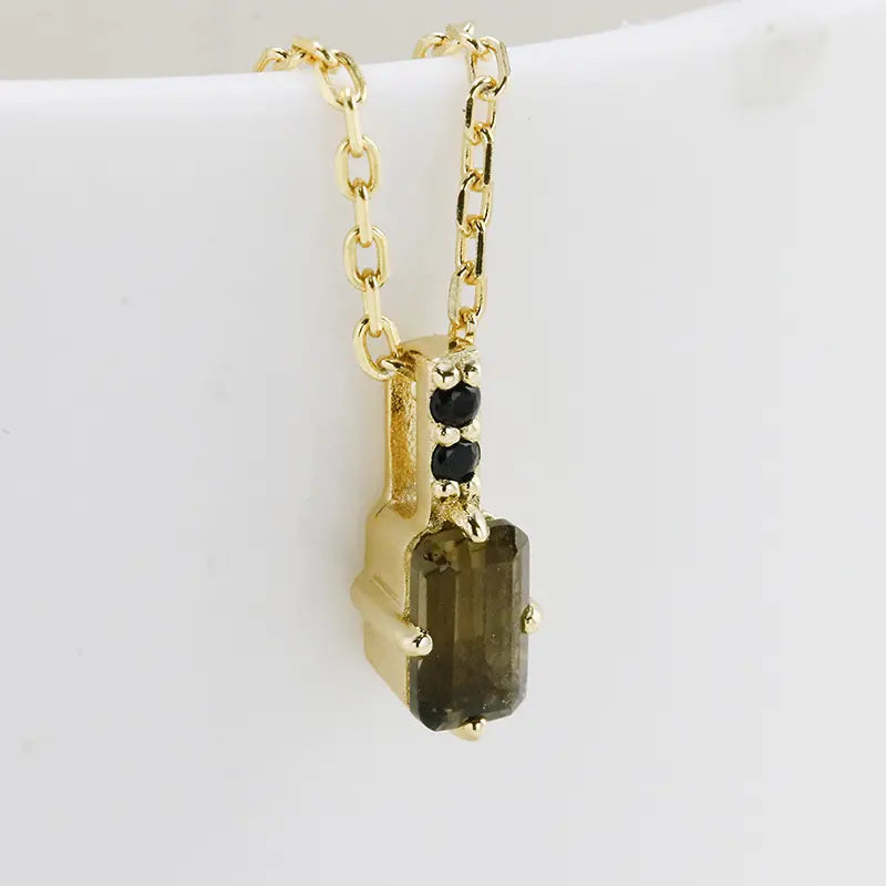 Smoky Quartz Minimalist Pendant Necklace