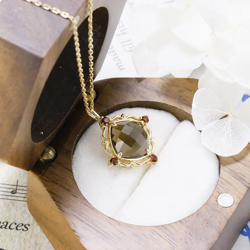 Vintage Smoky Quartz Pendant Necklace