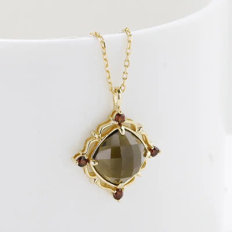 Vintage Smoky Quartz Pendant Necklace