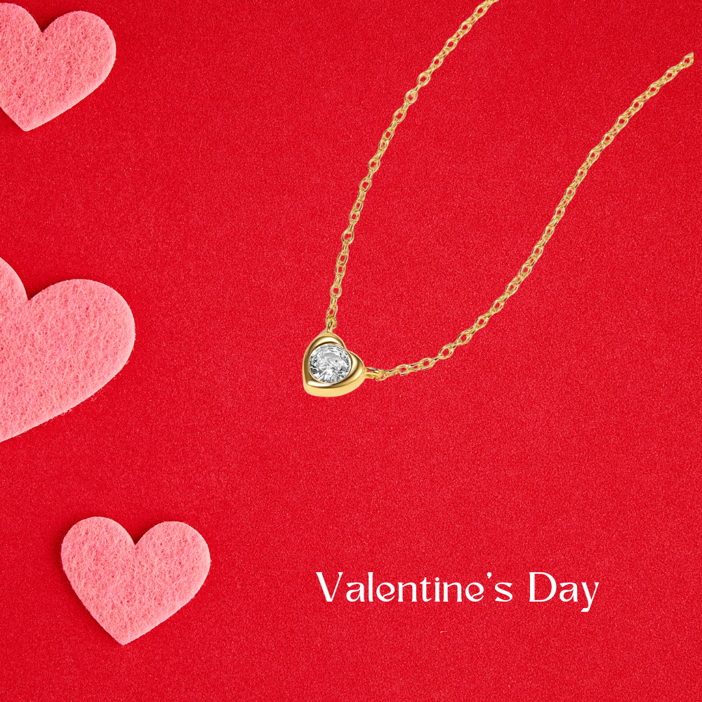 Heart-Shaped Zircon Pendant Necklace