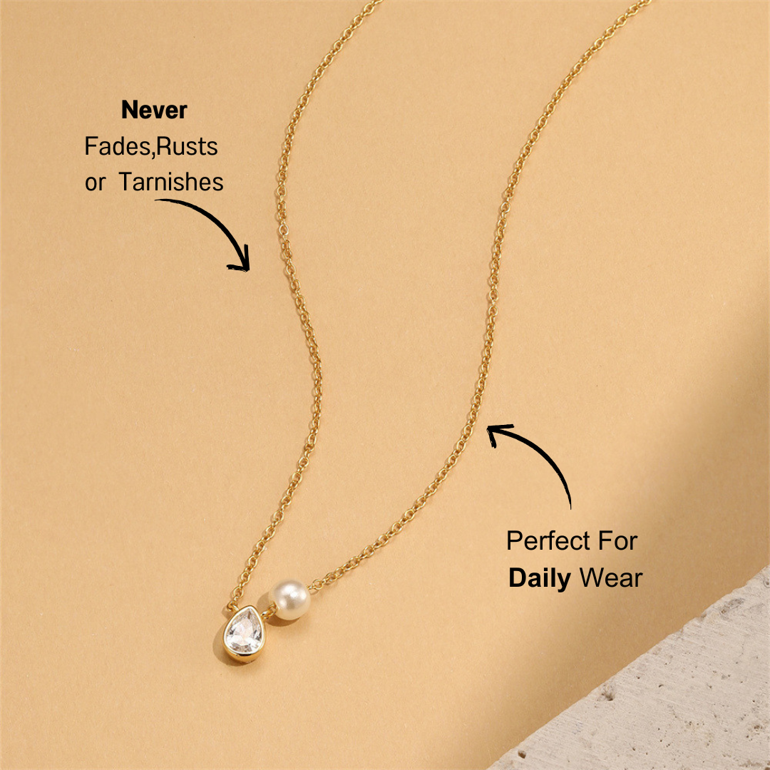 925 Sterling Silver Pearl and Zirconia Pendant Necklace