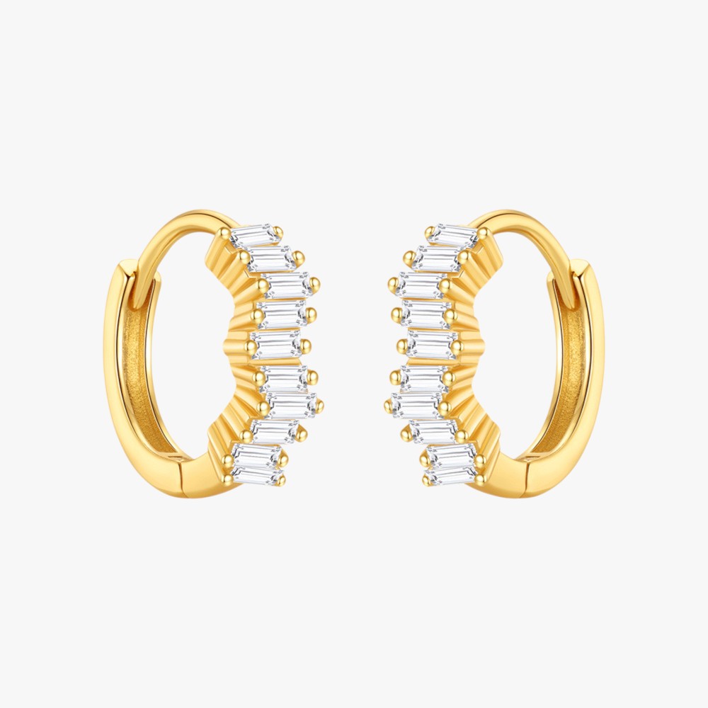 Zirconia Baguette Hoops