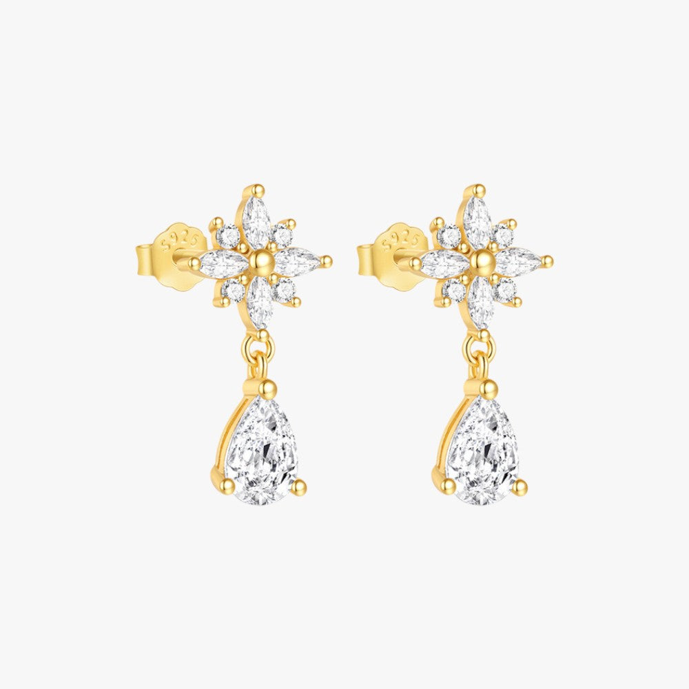 Floral Drop Earrings with Zirconia