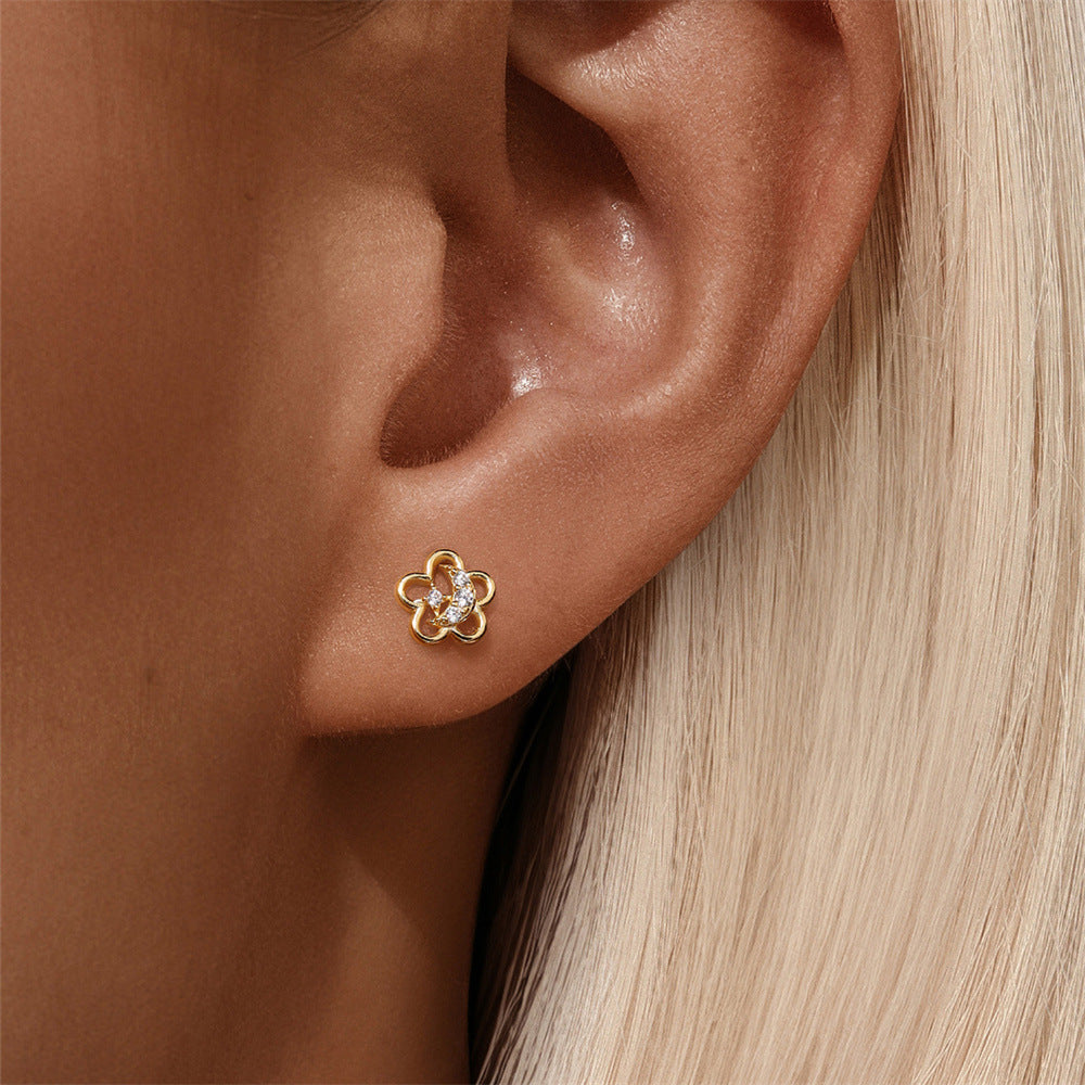 Flower Earrings with Zirconia