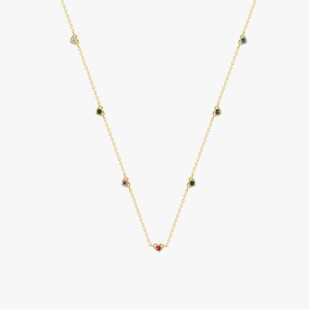 14k-gold-multicolor-gemstone-necklace-main.png – Delicate 14k gold necklace with vibrant multicolor gemstones, perfect for layering or wearing alone for a minimalist look.