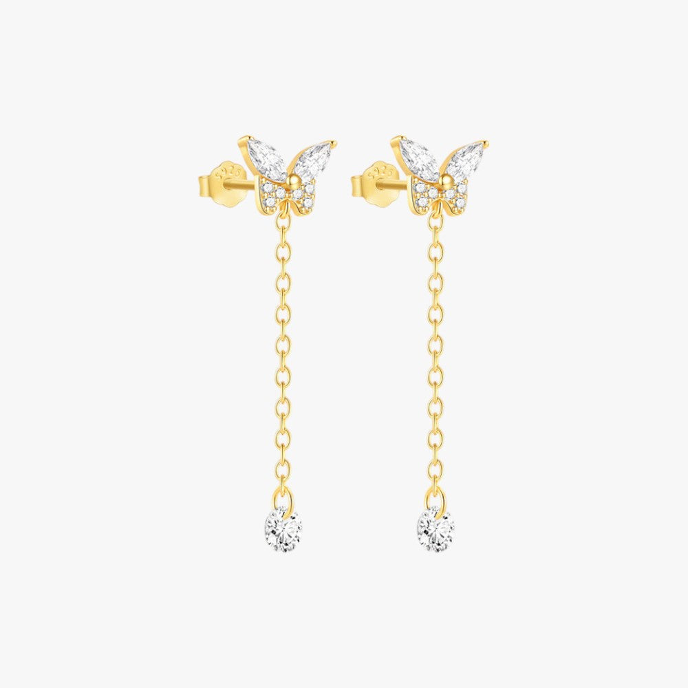 Butterfly Drop Earrings with Zirconia