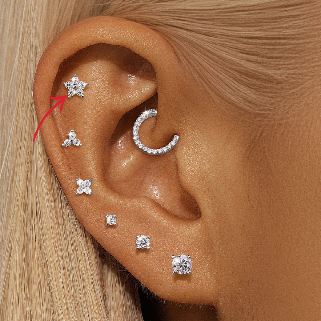 925 Sterling Silver Moissanite Flower Stud Earrings