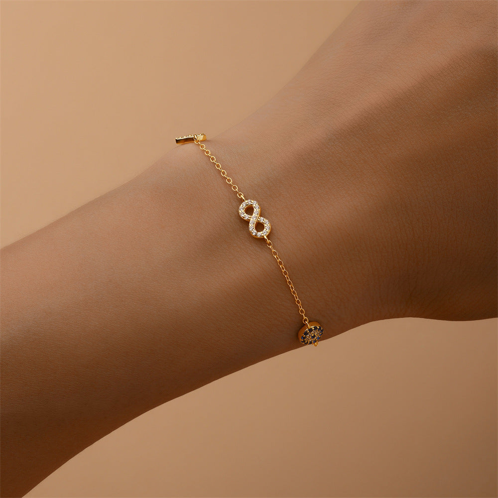 Heart & Infinity Charm Bracelet with Zirconia