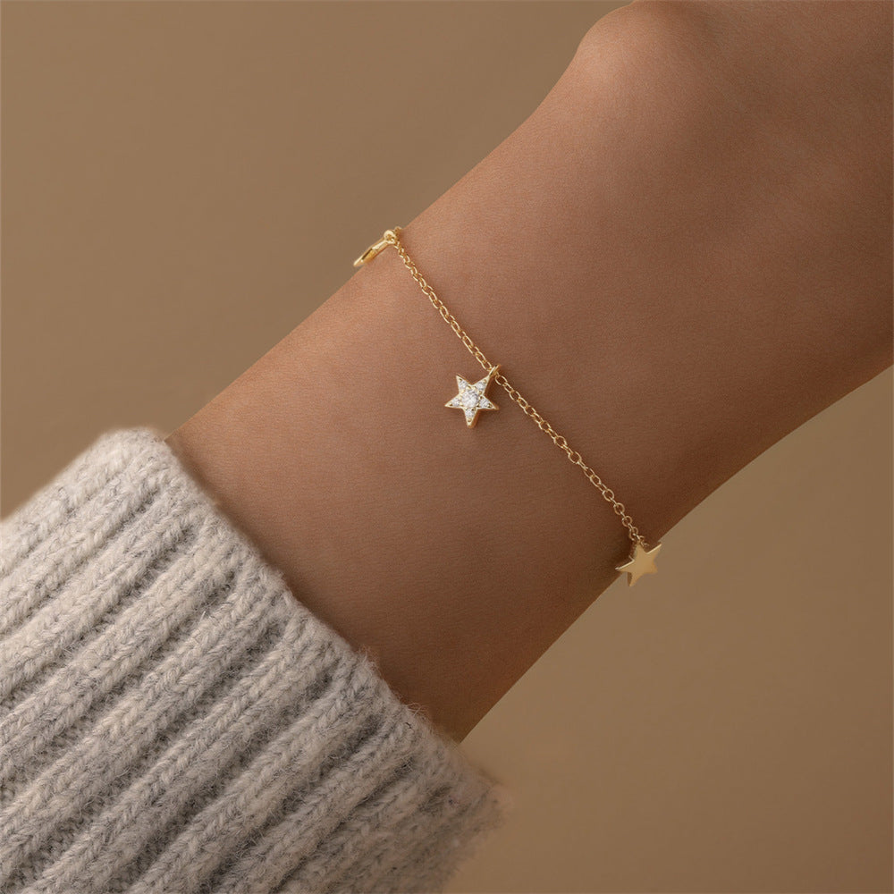 Star & Zirconia Charm Bracelet