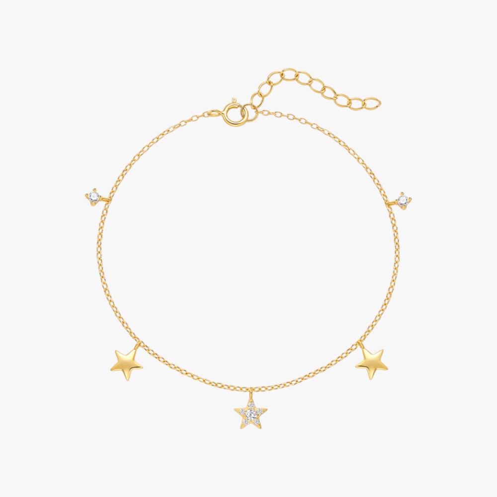 Star & Zirconia Charm Bracelet