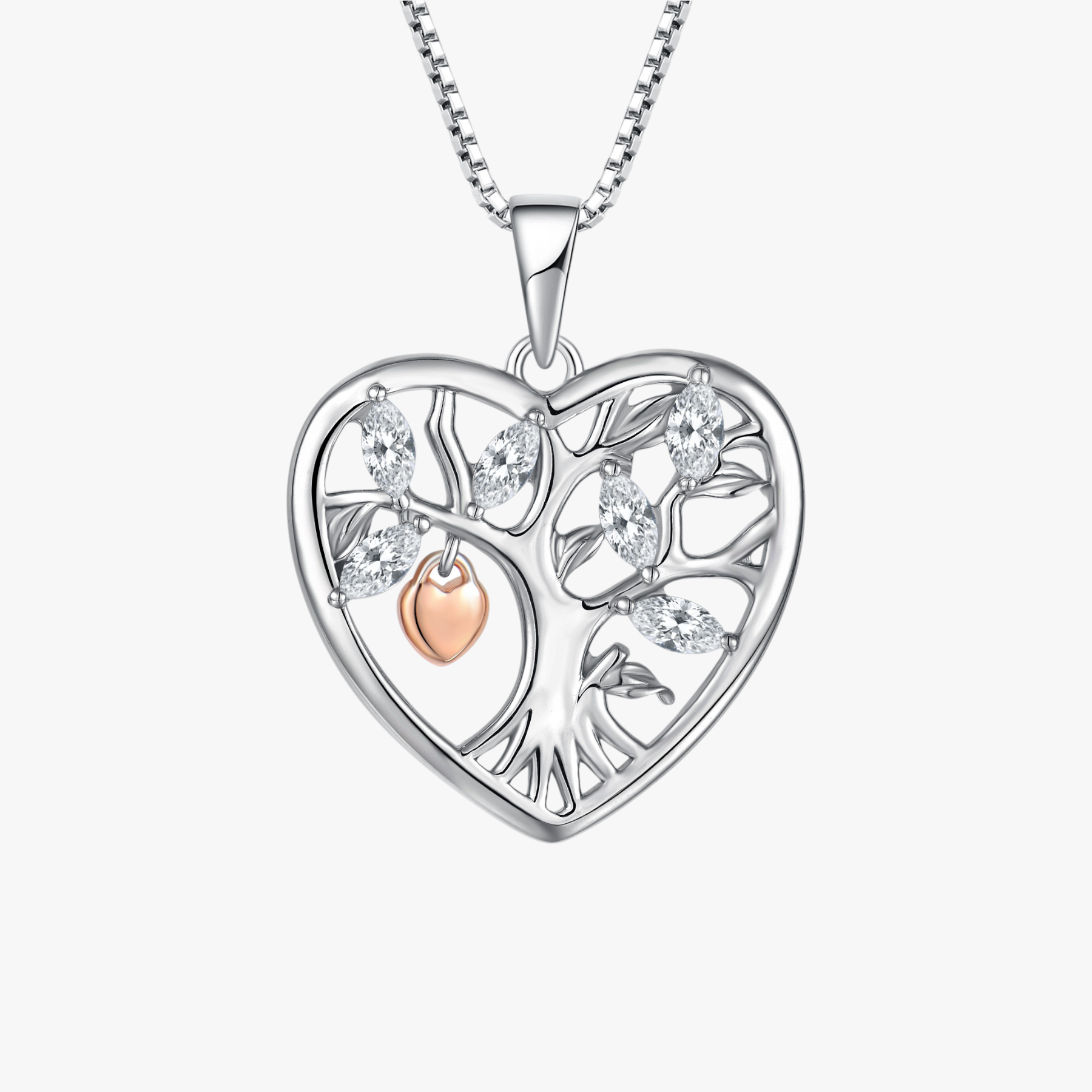 925 Sterling Silver Heart Tree of Life Necklace