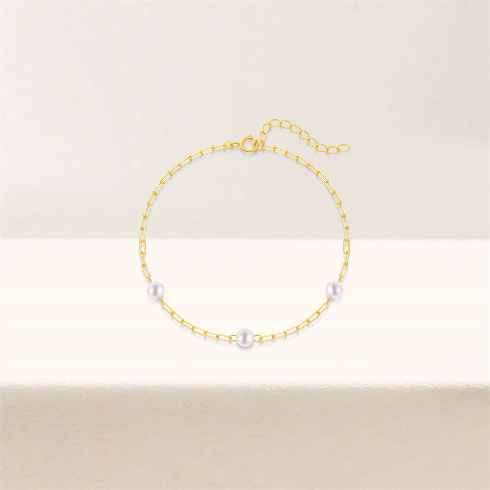 Paperclip Chain Pearl Bracelet