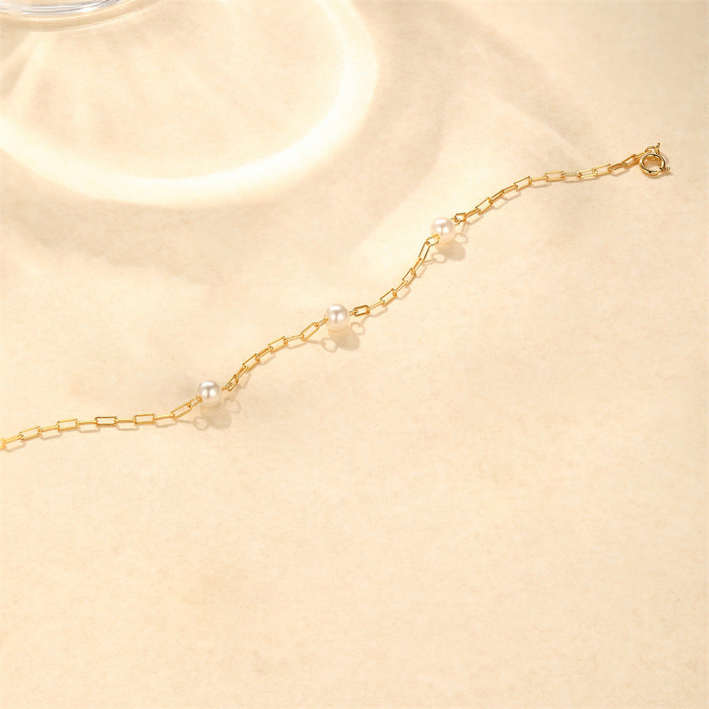 Paperclip Chain Pearl Bracelet