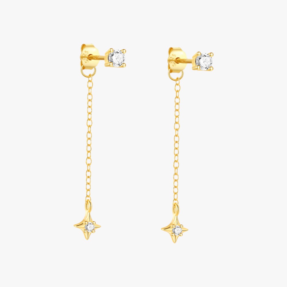 Star Drop Earrings with Zirconia