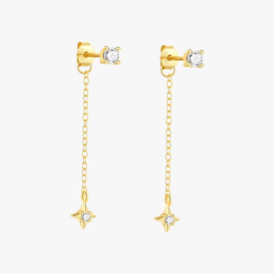 Star Drop Earrings with Zirconia