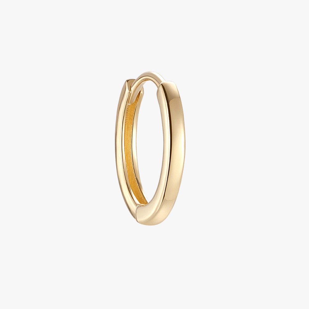 (Single) 14K Solid Gold Simple Huggie Hoop Earring