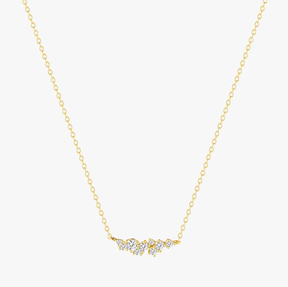 925 Sterling Silver Geometric Zirconia Dainty Clavicle Necklace on a white background, emphasizing its sleek, contemporary design and stunning zircon stones.